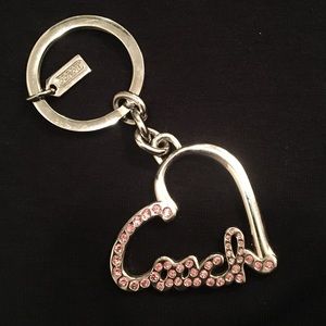 BRAND NEW pink pave crystal Coach heart keychain